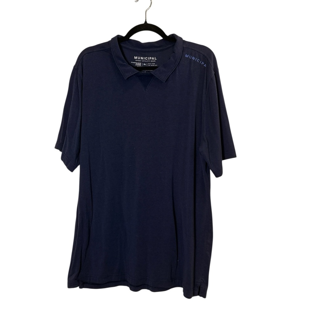 Men’s Municipal Navy Blue Sporty Polo Organic Cotton Blend Golf Polo Sz XL